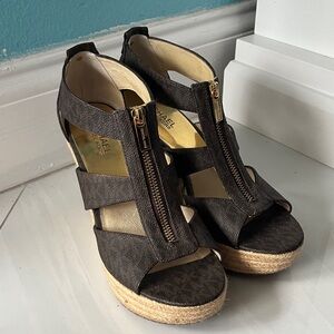 Michael Kors Dark Brown Wedge Sandals